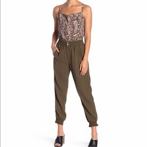 Elodie High Waist Woven Joggers - Army Green, Size XS